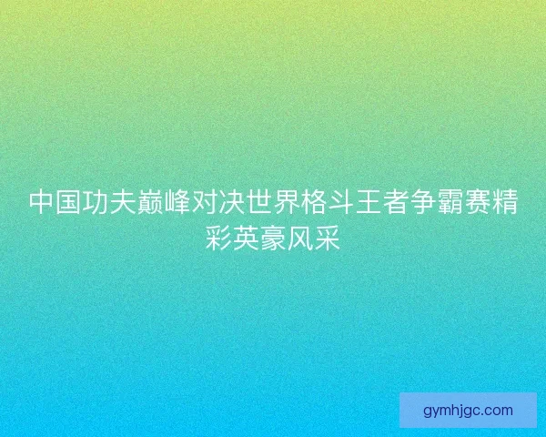 中国功夫巅峰对决世界格斗王者争霸赛精彩英豪风采 中国功夫巅峰对决世界格斗王者争霸赛精彩英豪风采