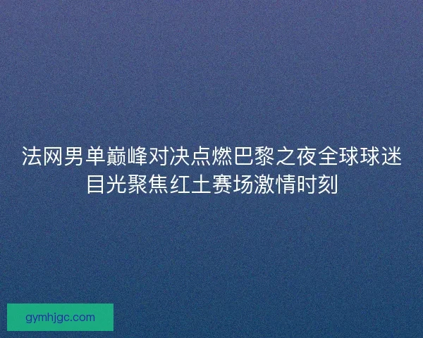 法网男单巅峰对决点燃巴黎之夜全球球迷目光聚焦红土赛场激情时刻 法网男单巅峰对决点燃巴黎之夜全球球迷目光聚焦红土赛场激情时刻